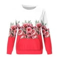 thumbnail image 4 of Meichang Chandails en Molleton pour Femmes Manches Longues Col Rond Coupe Ample Pull Tunique Graphique Florale Mode Chandails en Molleton à Blocs de Couleur avec Poche, 4 of 5