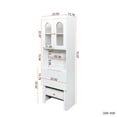 thumbnail image 4 of White Fold-Out Convertible Writing Table, Desk Cabinet with shelf and drawer Multi-Function Home Office Workstation, 4 of 6