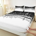 thumbnail image 4 of Manfei White Black Piano Queen Sheet Sets, Musical Note Music Flat Sheet, Teens Kids Child Queen Fitted Sheet, Ultra Soft Home Decor, 4pcs, 4 of 7