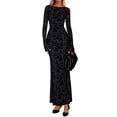 thumbnail image 1 of Vestido PRETTYGARDEN 2025 floral ajustado largo con manga larga talla M, 1 of 8
