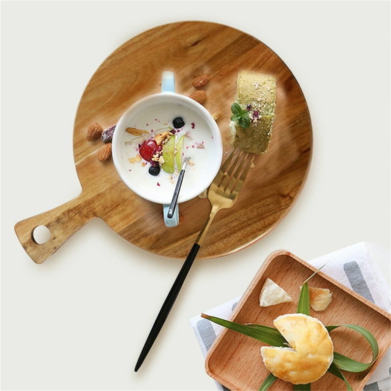 TERGAYEE Wood Round Cutting Board,Chopping Board with Handle for  Meat,Cheese Board,Vegetables,Bread, and Charcuterie - Decorative Wooden  Serving Board