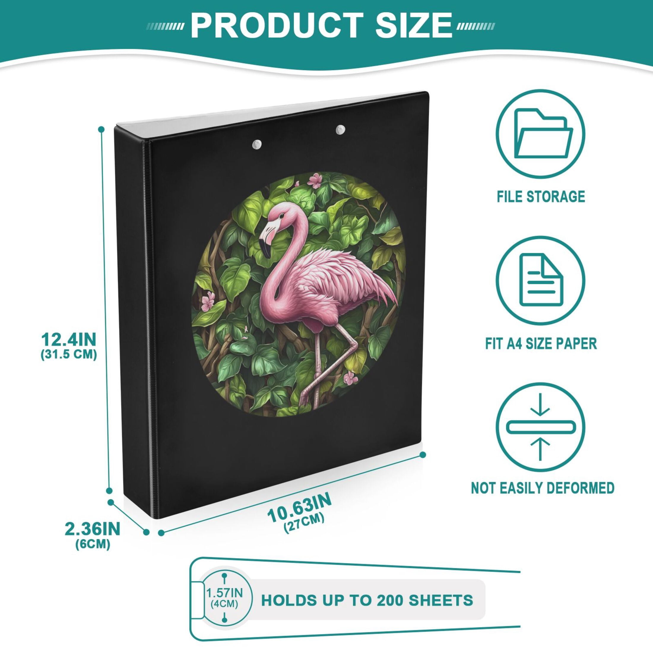 joogoo Flamingo Tropical Hardcover 3 Ring Binder 1.5" Round Rings Interior Pockets Binders Organizer 1 Pack