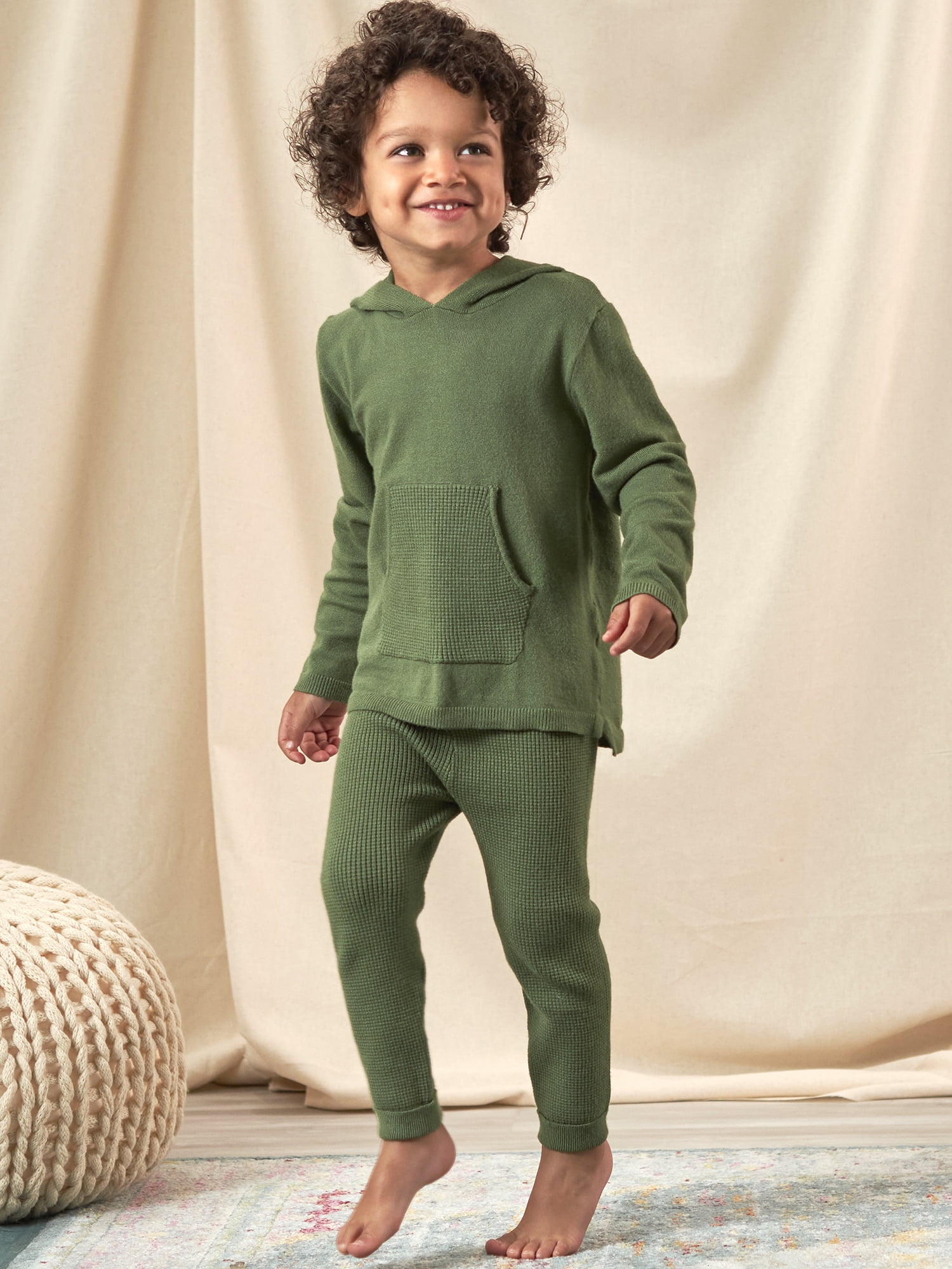Modern Moments by Gerber Toddler Boys or Girls Unisex Sweater Knit Hoodie and Active Pant, 2pc Outfit Set (12M-5T)