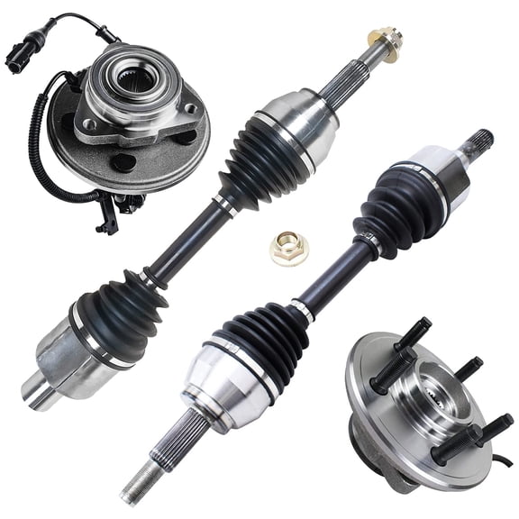 Detroit Axle - 4WD Complete Front CV Axle Drive Shaft & Wheel Bearing Hub Assembly w/ABS Replacement for 2006-2010 Ford Explorer/Mercury Mountaineer - 4pc set