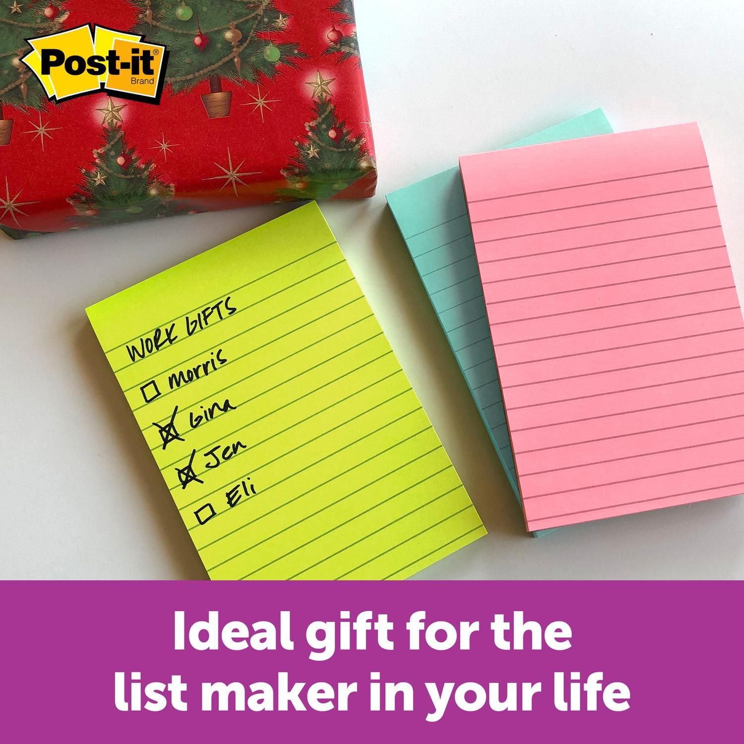 Feuillets super collants Post-it®, collection Miami, ligné, 10 cm x 15 cm (4 po x 6 po), 90 feuillets/bloc, 3 blocs/emballage Feuillets SC Post-it®, Miami