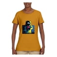 thumbnail image 2 of Wild Bobby, Colorful Cosmic Neon Astronaut Lunar Spaceman Moon Galaxy, Fashion, Women Graphic Tee, Gold, Medium, 2 of 4