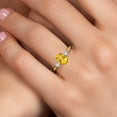 thumbnail image 4 of Gem Stone King 10K Yellow Gold Yellow Citrine and White Created Sapphire 3-Stone Ring for Women | 1.56 Cttw | Oval 8X6MM | Gemstone November Birthstone | Size 8, 4 of 6