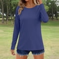 thumbnail image 2 of COMVALUE Women's Bamboo Viscose Long Sleeve Raglan Shirt Slim Fit Layering Top Blue for Size S, 2 of 5
