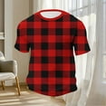 thumbnail image 5 of Zylanna Men's T-Shirts Tee, Short Sleeve Plaid Crew Neck Summer Fashion Tops for Mens Red, 5 of 6