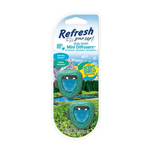 Refresh Your Car! Diffuser Air Freshener (Alpine Meadow/Summer Breeze Scent, 2 Pack), Diffuser Air Freshener