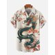 thumbnail image 3 of Camisa hawaiana de manga corta con cuello vuelto, estampado floral tropical Ukiyo-E y samurái japonés, moda 2024, 3 of 5