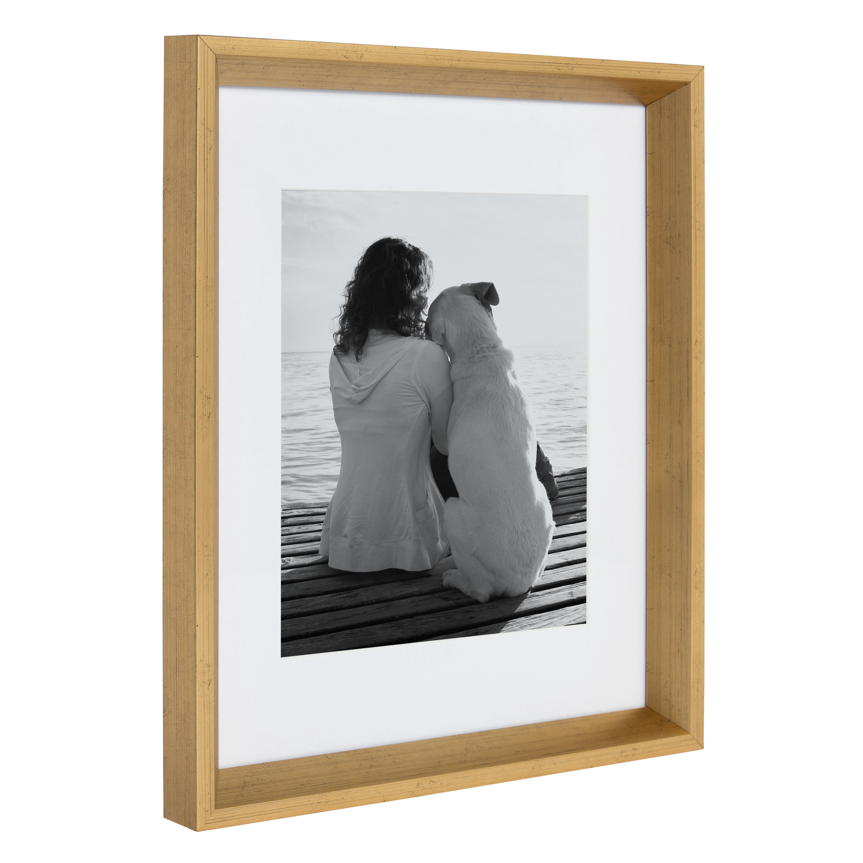 Kate and Laurel Calter Modern Wall Picture Frame Set, Gold 11x14 Matted to 8x10 , Pack of 4