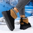 thumbnail image 4 of Fuzzy Platform Snow Boots for Women Cold Weather Warm Fleece Lined Fashion Plush Non Slip Winter Ankle Booties Slip-On Mid Calf Short Boots, 4 of 7