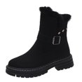 thumbnail image 2 of Wavsuf Winter Boots for Women on Short Ankle-High Flock Round Toe with Zipper Thermal with Fuzz Black Shoes Size 36, 2 of 9