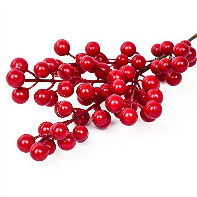 Lvydec 4 Pack Artificial Red Berry Stems - 17 Inch Christmas Holly Berry  Branches for Holiday Home Decor and Crafts