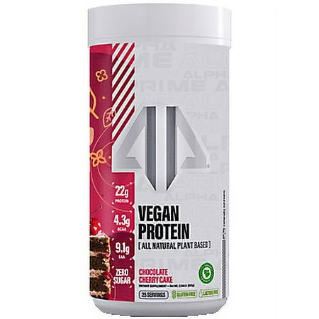 Alpha Prime Supplements Plant-Based Vegan Protein Powder with 22g of Protein, Chocolate Cherry Cake (2.04 lb, 25 Servings)