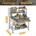 thumbnail image 3 of Stainless Steel Table with Shelves and Drawer 48"x24" Prep Table for Commercial Kitchen Steel Countertop with 2 Adjustable Tier Overshelves Work Tables Workbench for Home Restaurant Garage, 3 of 18