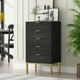 thumbnail image 3 of MONSLIPA 5 Drawer Dresser Wide Chest of Drawers Nightstand, Storage Tower Dresser Closet for Living Room, Bedroom, Hallway, Black, 3 of 7