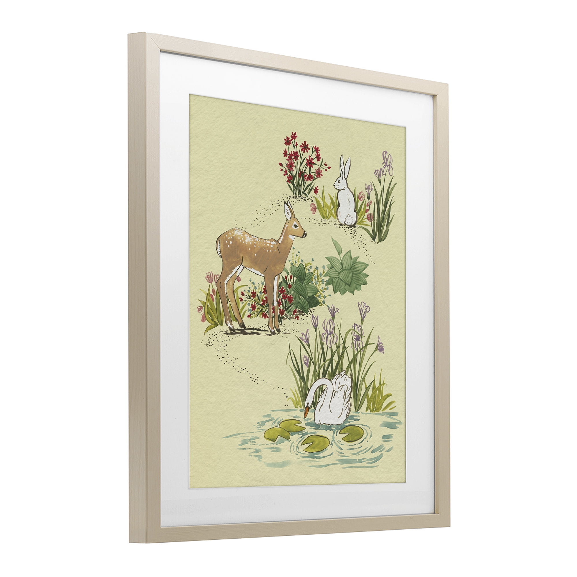 Stupell Industries Peaceful Spring Animals Birch Framed Print Under Glass, design by Grace Popp