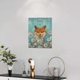 thumbnail image 3 of Bathroom Decor Wall Art Cute Orange Fox and White Dandelion Pictures Wall Decor Farmhouse Light Blue Orange Bathroom Decor Just Breathe Painting Canvas Prints Modern Home Framed Artwork 12"x16", 3 of 6