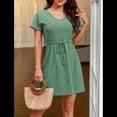 thumbnail image 3 of Vestido de Mujer con Cuello en V y Corta, Color Verde, Talla XXL, 3 of 5