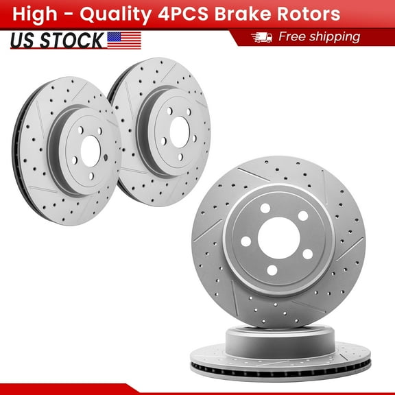 ACB ZONE 4PCS Front Rear Brake Rotors Set, Drilled & Slotted Disc Rotors Kit for Chrysler 300 Dodge Charger Challenger Magnum