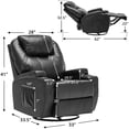 thumbnail image 7 of Mecor Massage Recliner Chair Bonded Leather Heated Reclining Rocker Living Room Lounge Sofa Chair w/Cup Holder/Remote/360 Degree Swivel (Black-Adjustable) …, 7 of 7