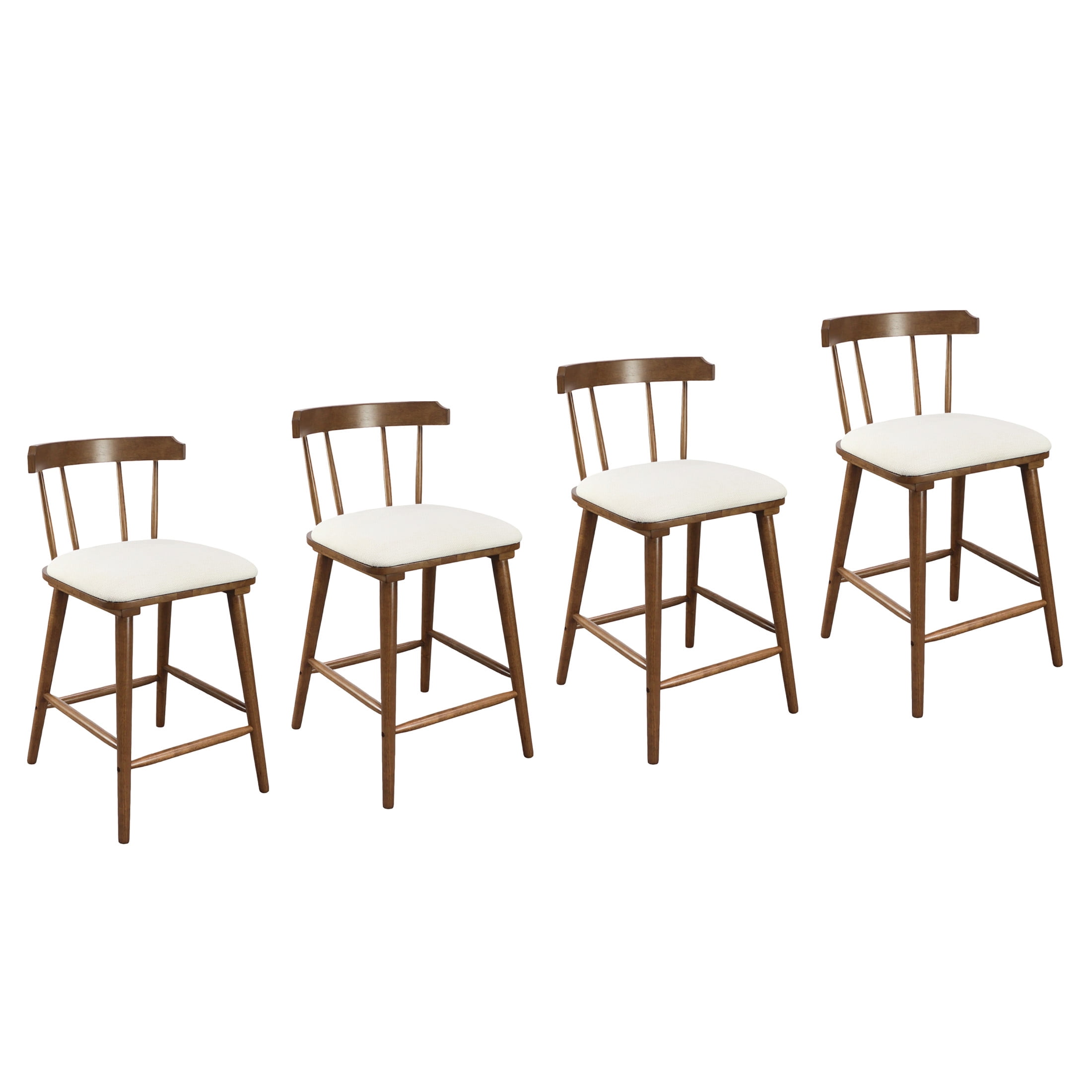 Christopher Knight Home 38"H Counter Stool Set of 4, Wood Frame, Beige Upholstered Seat, Natural