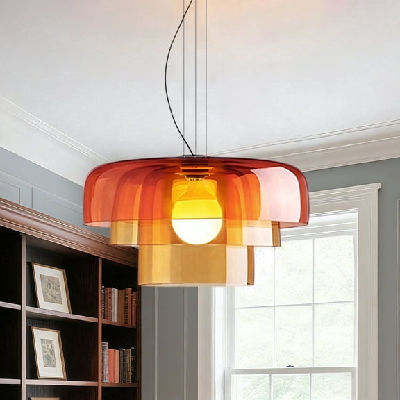 Mid Century Modern 3-Layers Glass Pendant Light, Vintage Hanging Light For Kitchen Island Bedroom