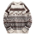 thumbnail image 2 of fartey Mens Sweater Knit Crew Neck Retro Graphic Top Long Sleeve Casual Loose Fall and Winter Pullover Ugly Sweater, 2 of 8