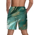 thumbnail image 2 of Lsque Mens Swim Trunks Green And Gold Marble Pattern - Bathing Suit Compression Liner - Beach Swim Shorts Swimwear - (S-3XL) - Stretch Quick Dry -, 2 of 9