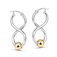 thumbnail image 5 of LeCalla 925 Sterling Silver Hoop Earrings for Women | Yellow Gold & Silver Twisted Ball Bead Earrings, 5 of 7
