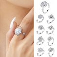 thumbnail image 4 of adjustable rings for women sterling silver Shiny Flower Clip On Nose Ring Zirconia Fidget Rings for Women Spinner Ring for Anxiety Stress Relief Open Rings Set #02 I #02 I,One Size, 4 of 4