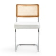 thumbnail image 3 of Belle White Boucle Fabric Dining Chair with Swivel Base, 3 of 6