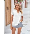 thumbnail image 5 of TEMOFON Womens V Neck Blouse Dressy Casual Short Sleeve Ruffle Summer Work Tops, 5 of 7