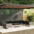 thumbnail image 1 of vidaXL 11 Piece Garden Lounge Set with Cushions Poly Rattan Dark Grey, 1 of 5
