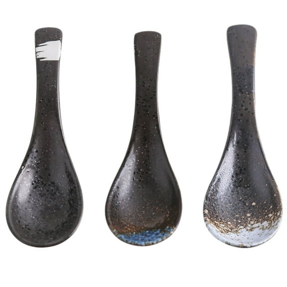 Tineasur Ceramic Spoon Set of 3 with Ergonomic Handles, and Multifunctional Tableware for Kitchen and Home Use