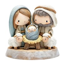 Costeam Premium Cartoon Nativity Scene Rotating Figurine,Stylish Desktop Decor for Holiday Ambiance