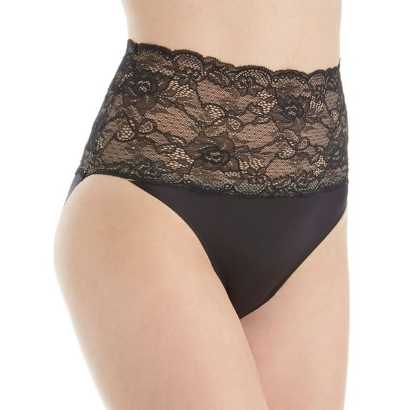 Women's MeMoi SLU-101 SlimLuxe Lace Shaping Brief (Black/Nude XL)