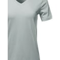 thumbnail image 4 of A2Y Women's Basic Solid Premium Cotton Short Sleeve V-neck T Shirt Tee Tops Light Grey 3XL, 4 of 6