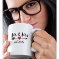 thumbnail image 2 of 3drose, Mr and Mrs Est 2022 Black Lettering and Arrow with Red Heart on White., 11oz Mug, 2 of 6