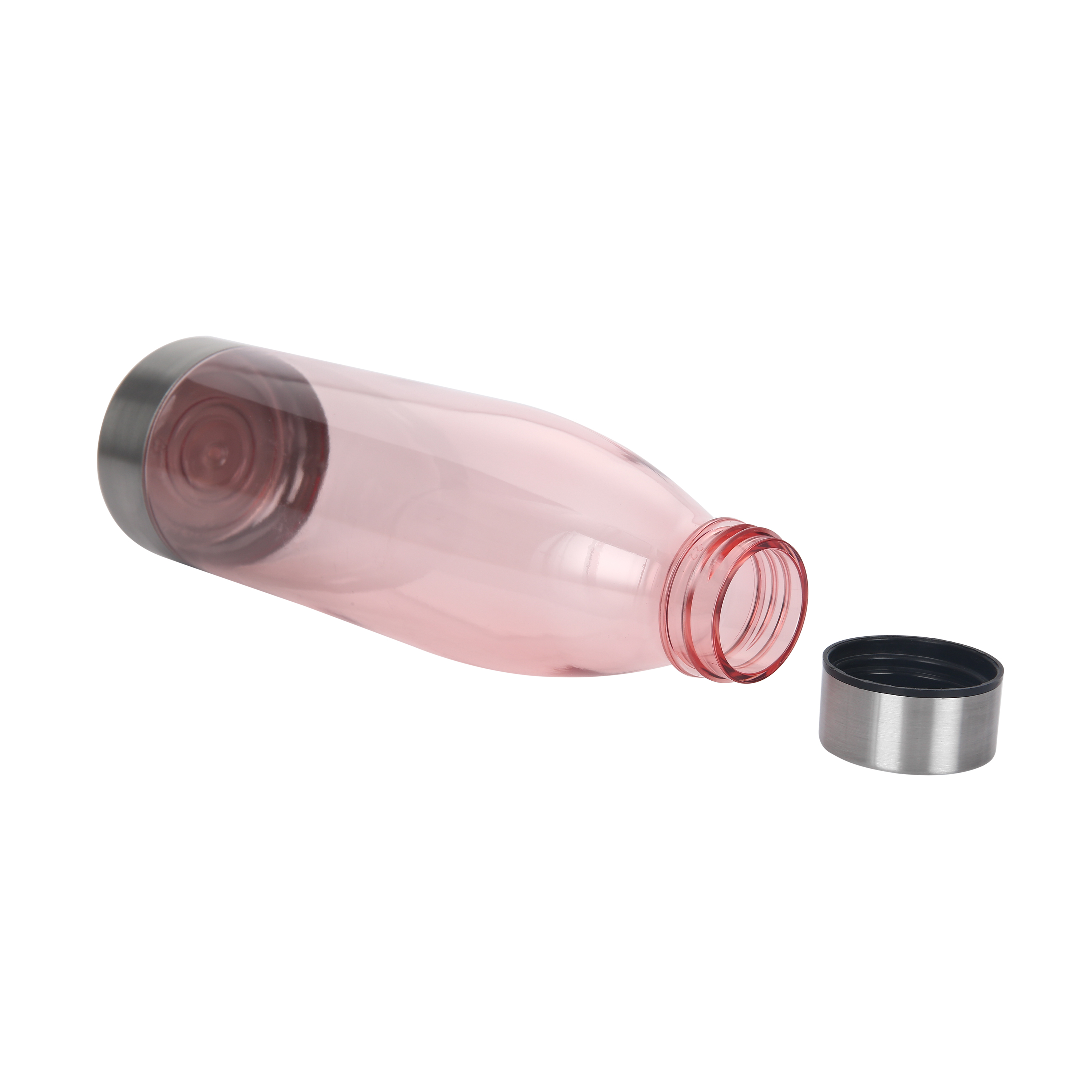 Mainstays 22 oz Plastic Water Bottle with Stainless Steel Base and Cap, Pink