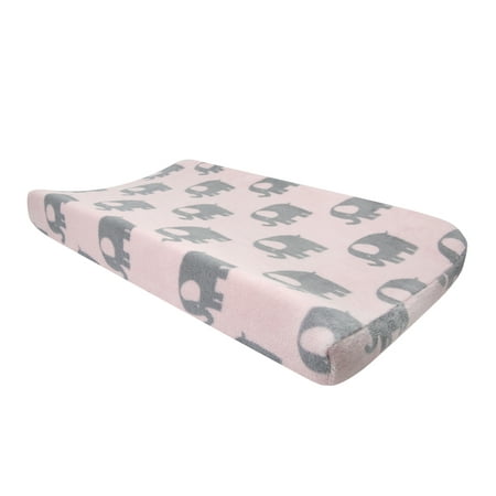Bedtime Originals Eloise Pink/Gray Elephant Diaper Changing Pad (Best Diaper Covers For Fitteds)