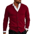thumbnail image 2 of Zimjoy Mens Cardigan Sweaters Long Sleeve Button Down Cardigan Casual Slim Fit V Neck Knit Sweater Vintage Open Front Lightweight Trench Coat with Pocket, Wine L, 2 of 6