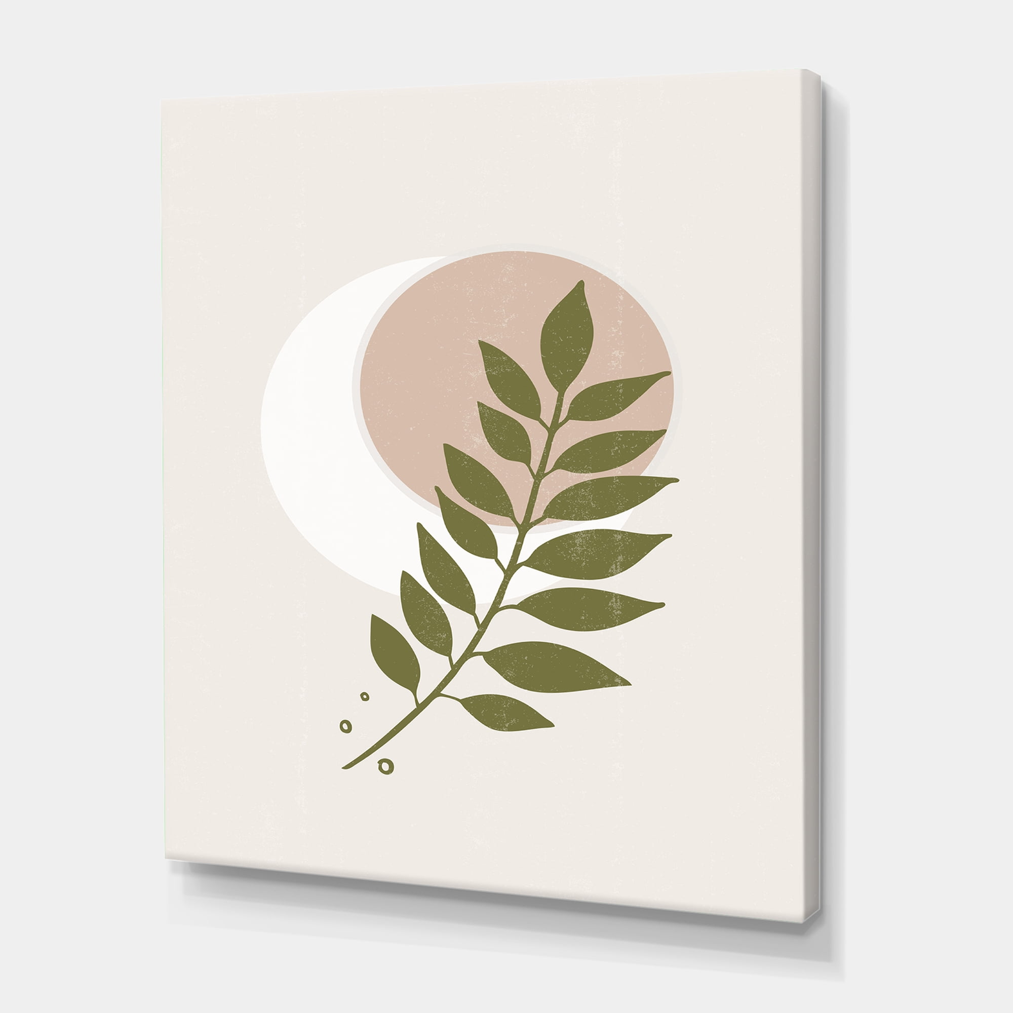 Designart ' Abstract Geometrical Leaf With Moon IV ' Modern Canvas Wall Art Print