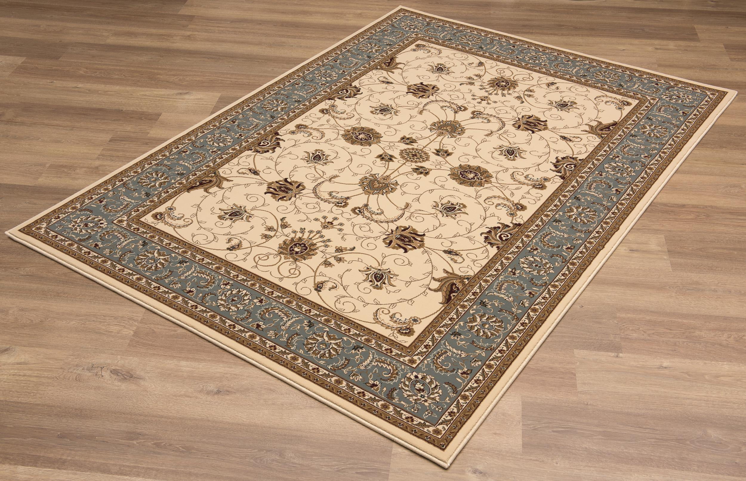 Rug Branch Majestic 2' x 5' (Exact Size: 2'3" x 5') Persian Indoor Doormat Rug, Beige Blue, Traditional - Entryway, Hallway, Bathroom, and Kitchen