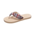 thumbnail image 3 of Willtoo Women's Flip Flops Fabric Strap Splicing For Home And Outdoor Wear, Linen Bottom Flat Bottom Flip Flops Sandals, 3 of 5