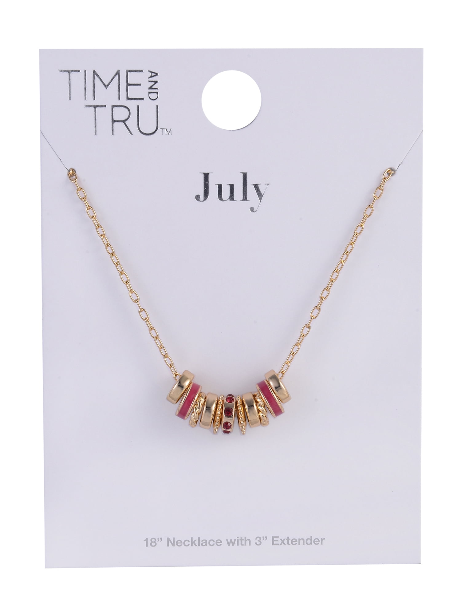 Time and Tru Goldtone Chain with Ruby Birthstone "July" Necklace