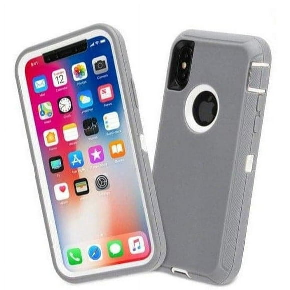 Entronix Funda Resistente para iPhone XS Max, Cubierta Resistente a Prueba de Golpes de Triple Capa con Protección contra Caídas, Gris