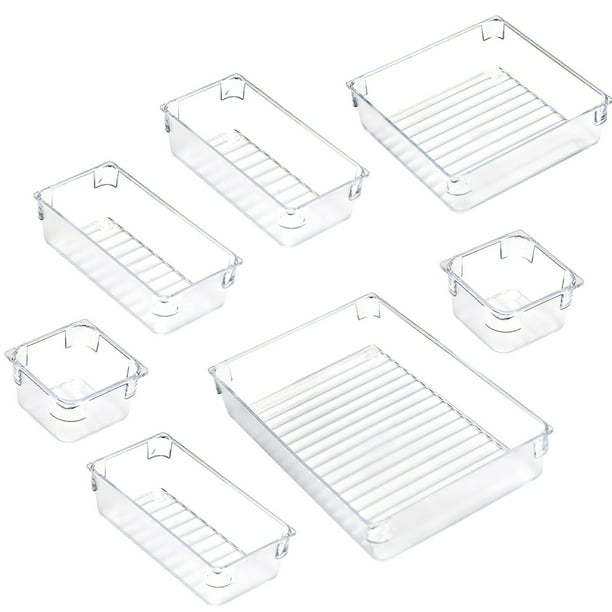 7 piezas Organizador de almacenamiento de caja de almacenamiento de joyería de caja de almacenamiento transparente